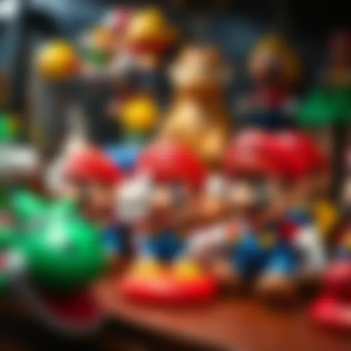 Super Mario Collectibles Display Close-up of Super Mario collectibles arranged beautifully