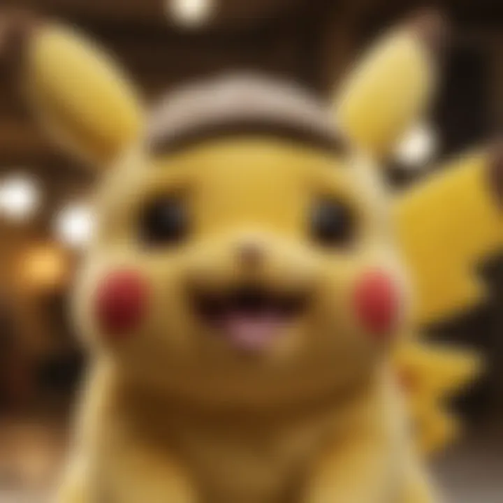 A close-up image of a high-quality Pikachu plush with intricate details and soft fabric.