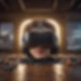 An artistic representation of a futuristic virtual reality gaming world