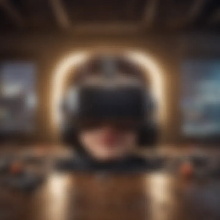 An artistic representation of a futuristic virtual reality gaming world