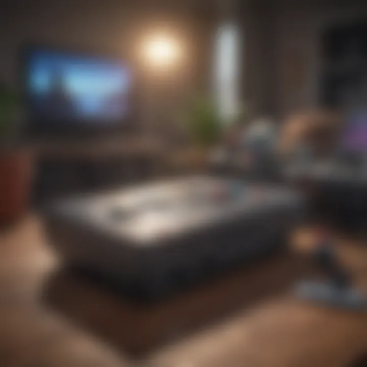 Illustration of a Nintendo console surrounded by trivia questions
