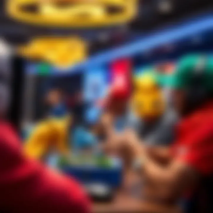 Competitive Pokémon Gaming Scene A competitive gaming scene featuring Pokémon tournaments