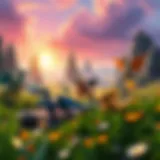 Battle Landscape of Pokémon A vibrant landscape showcasing various Pokémon in battle