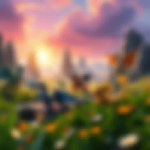 Battle Landscape of Pokémon A vibrant landscape showcasing various Pokémon in battle