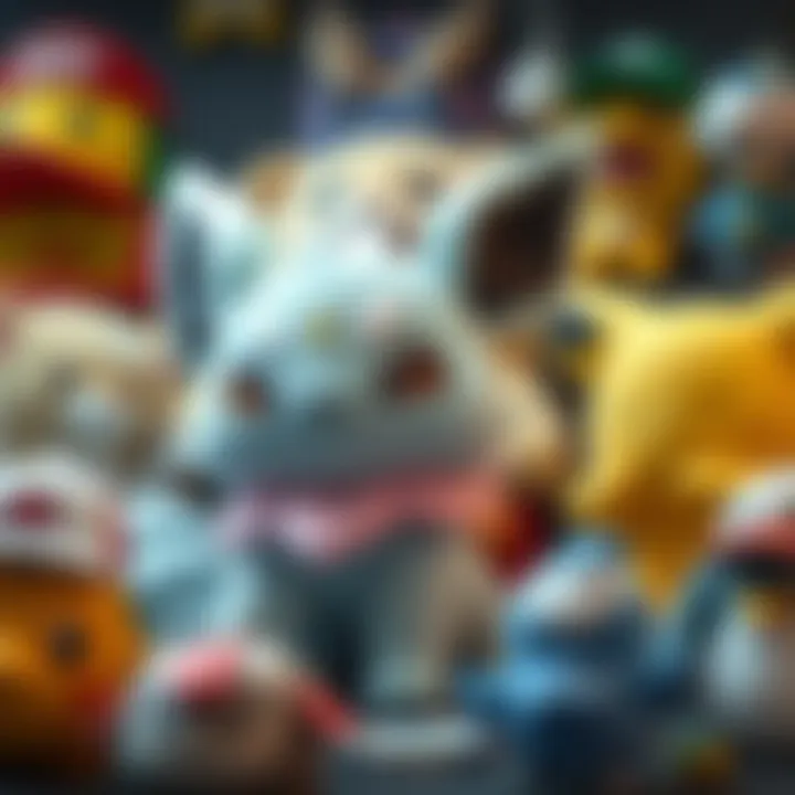 Skwovet plush displayed with other Pokémon merchandise