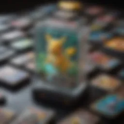 A collection of rare Pokémon cards displayed in a protective case