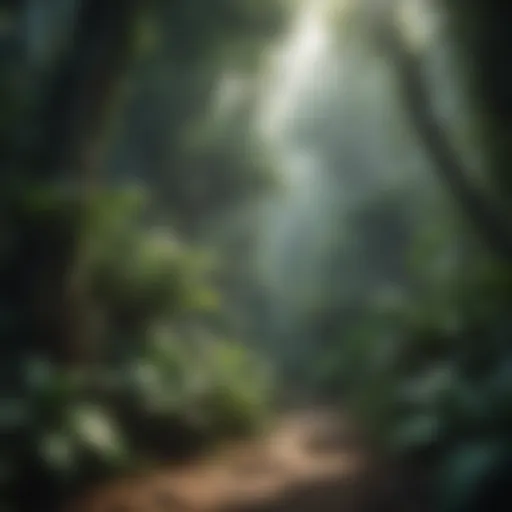 Lush foliage in a tropical rainforest