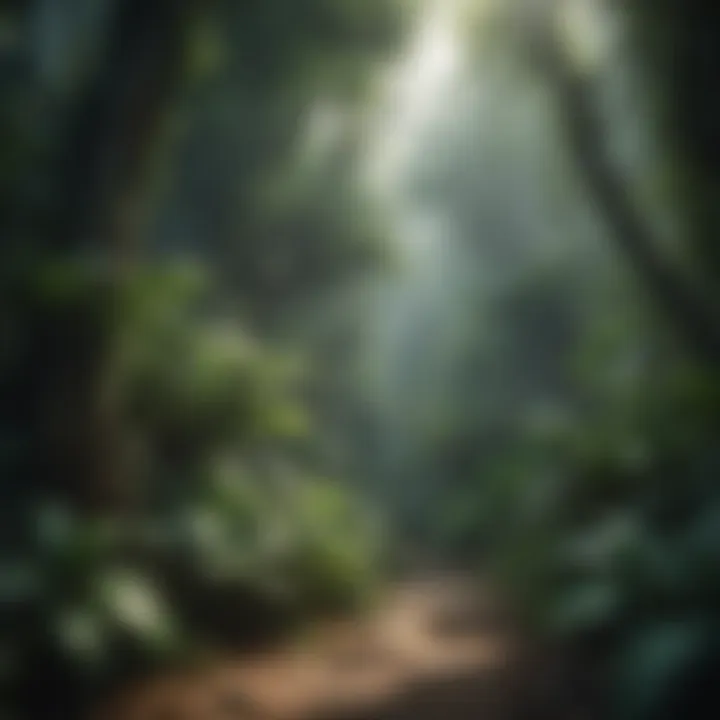 Lush foliage in a tropical rainforest