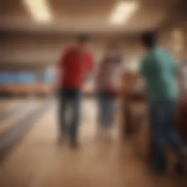 Social Engagement in Switch Bowling An engaging scene of friends enjoying a competitive bowling match on the Switch.