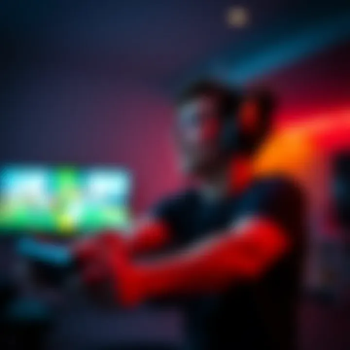 Immersive Fitness Challenge A gamer immersed in a fitness challenge on the Nintendo Switch