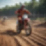 Dynamic dirt bike racing track with challenging obstacles