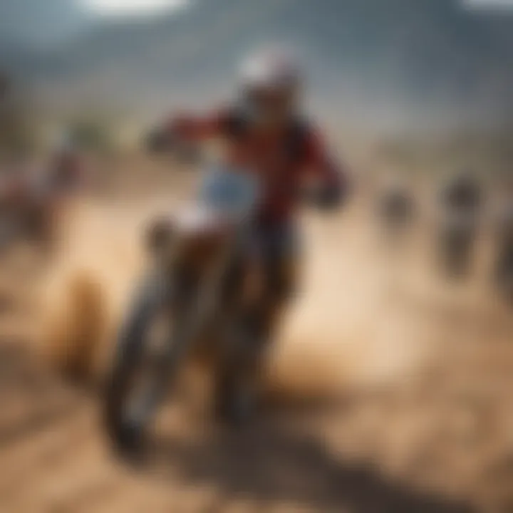 Intense competition in a virtual dirt bike racing event