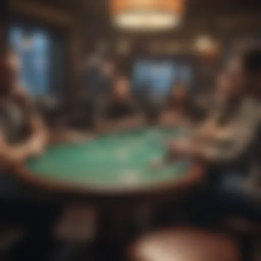 Virtual Poker Table with Players Engaged in Gameplay