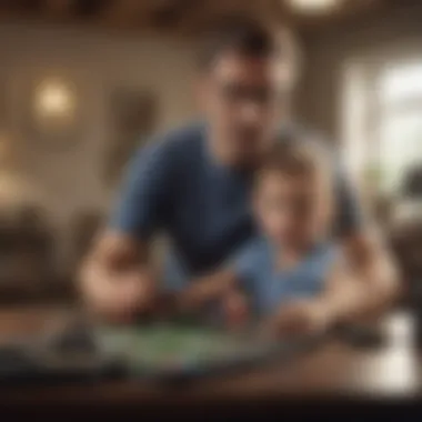 Father and child enjoying a competitive gaming session