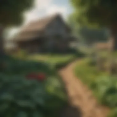 Virtual Farm Landscape Illustration of a lush virtual farm landscape