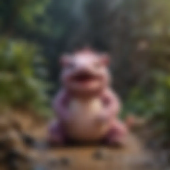 Galarian Slowbro plush in a playful setting with Pokémon merchandise