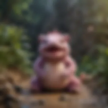 Galarian Slowbro Plush in a Playful Pokémon Environment Galarian Slowbro plush in a playful setting with Pokémon merchandise
