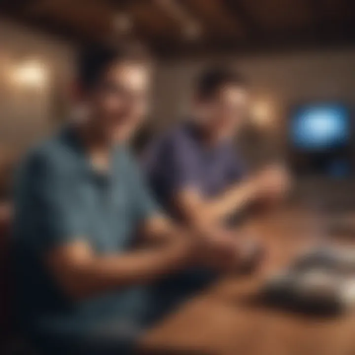 A nostalgic scene showcasing players enjoying a Nintendo console together