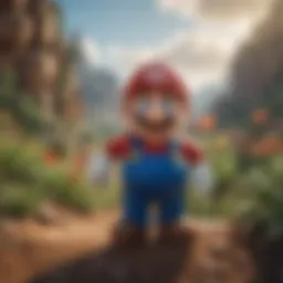 The iconic Super Mario character in a vibrant landscape