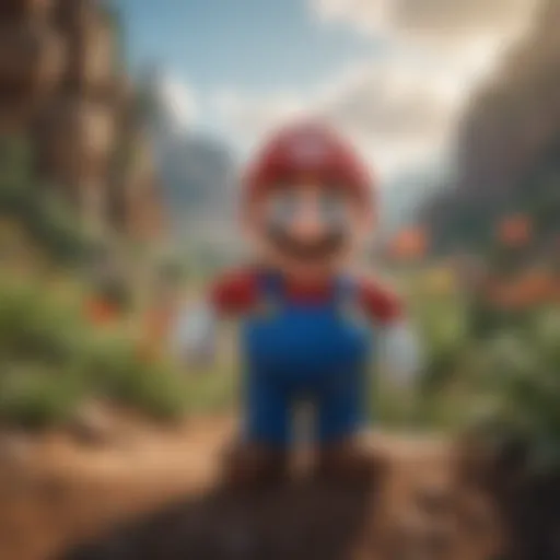 The iconic Super Mario character in a vibrant landscape