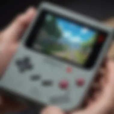 Enhancing Gameplay with Attachments Close-up of a smartphone with a Gameboy attachment that enhances gameplay