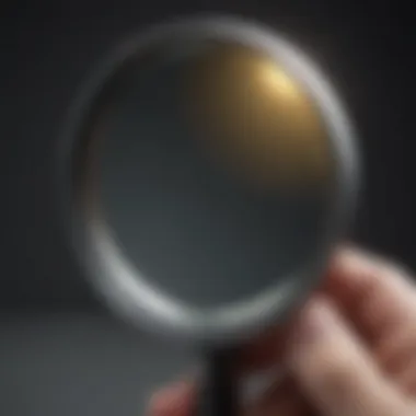 A magnifying glass analyzing intricate gaming details