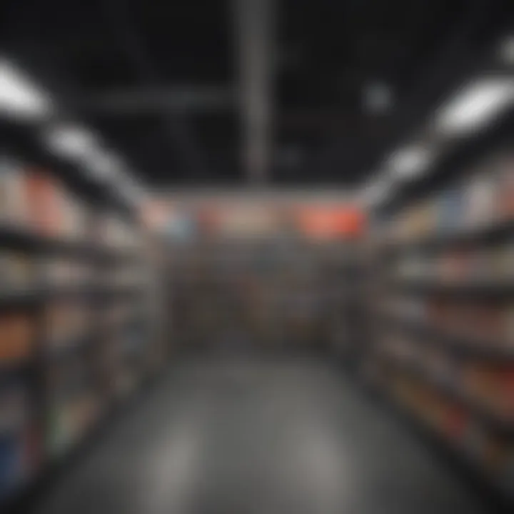 Interior view of GameStop with shelves filled with various gaming titles and merchandise.