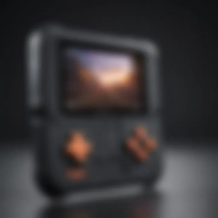 A modern handheld emulation device with a vibrant screen.
