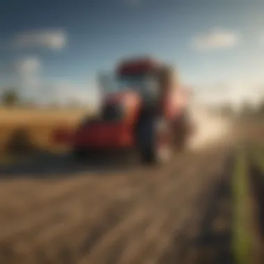 Harvesting crops in Farming Simulator