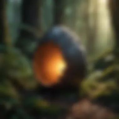 Glowing Dragon Egg in Mysterious Forest Setting