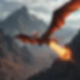 Majestic Dragon Flying Over Volcanic Terrain