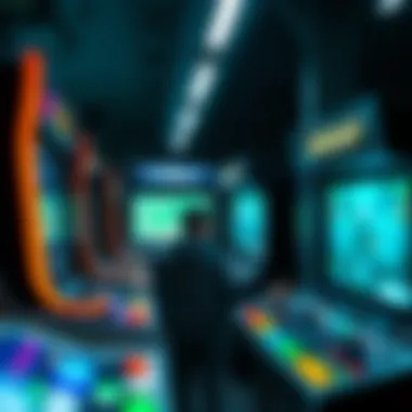 Engaging Multi-Experience Gameplay A player engaging with multiple screens in a gaming environment