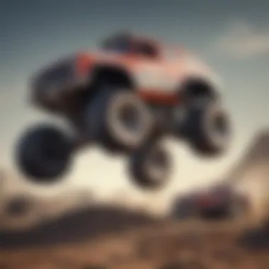 Impressive Airborne Stunt of Jumping Monster Truck