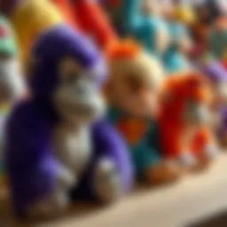 A collection of Kong plush toys showcasing their vibrant designs