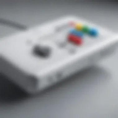 Close-up of the Wii console's controller and interface.