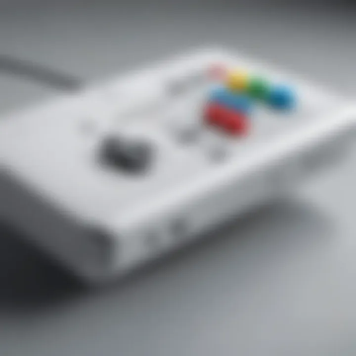 Close-up of the Wii console's controller and interface.