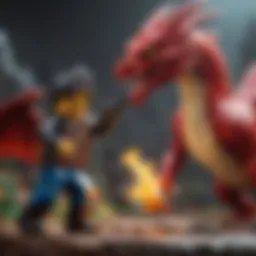 Mystical Lego Warrior battling fierce dragon in Ninjago