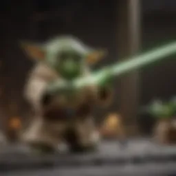 Master Yoda in LEGO form with lightsaber