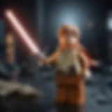 Luke Skywalker in LEGO form wielding a lightsaber