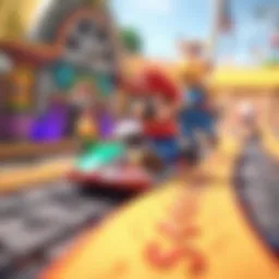 A vibrant new course in Mario Kart 8 Deluxe featuring dynamic elements and intricate designs.