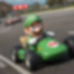 Luigi racing in Mario Kart