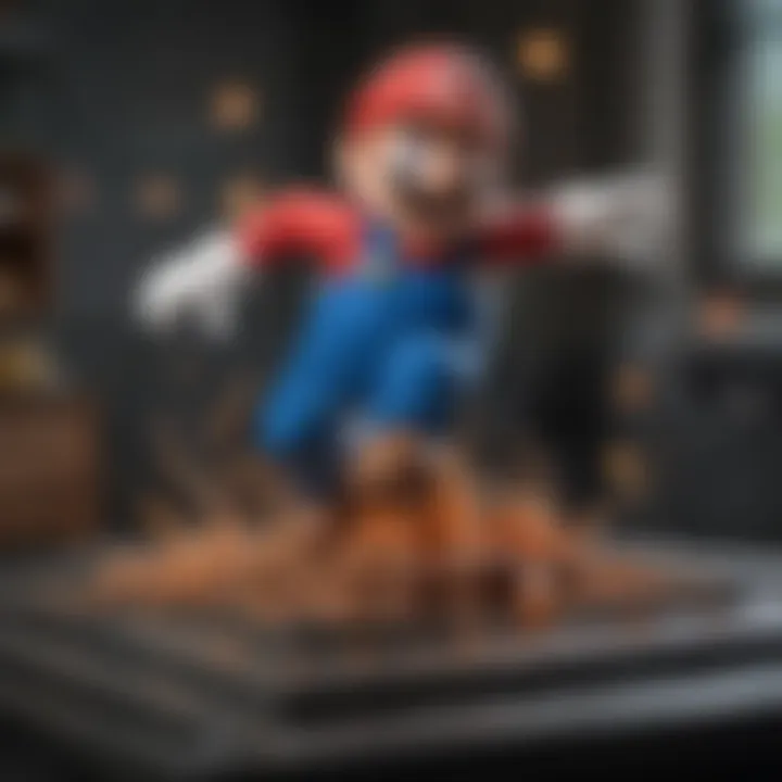 Artistic depiction of Mario Nendroid figure in action