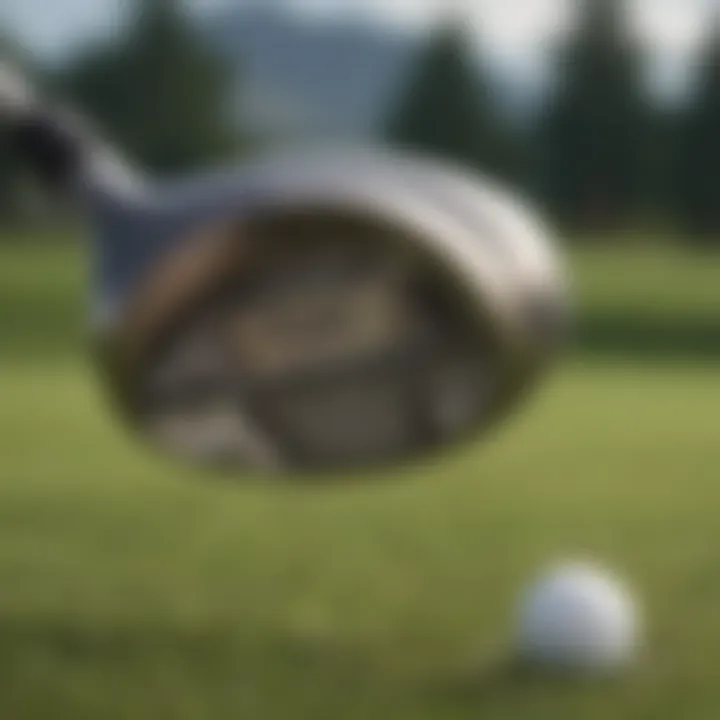 Detailed close-up of character swinging golf club