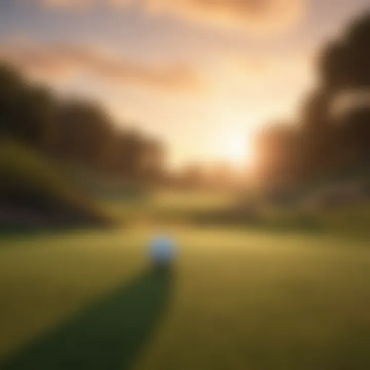 Virtual golf course overlooking sunset