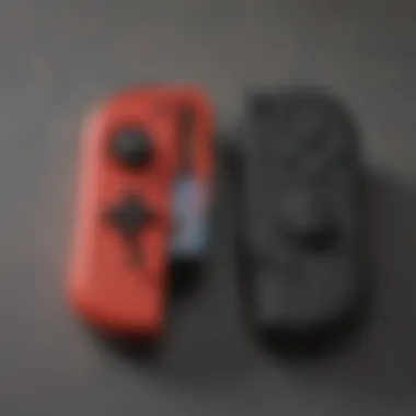 Close-up of modified Joy-Con controllers showcasing personalization