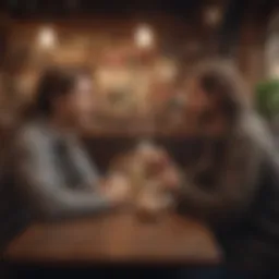 Two friends enjoying a deep conversation in a cozy cafe