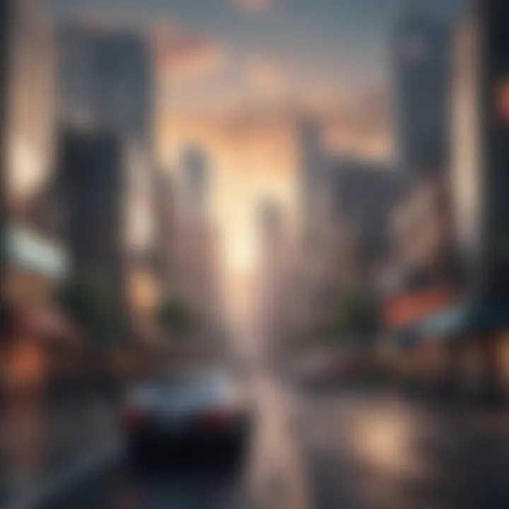 Illustration of a futuristic cityscape in a Nintendo game