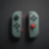 Close-up view of Nintendo Joy-Con controllers highlighting design features