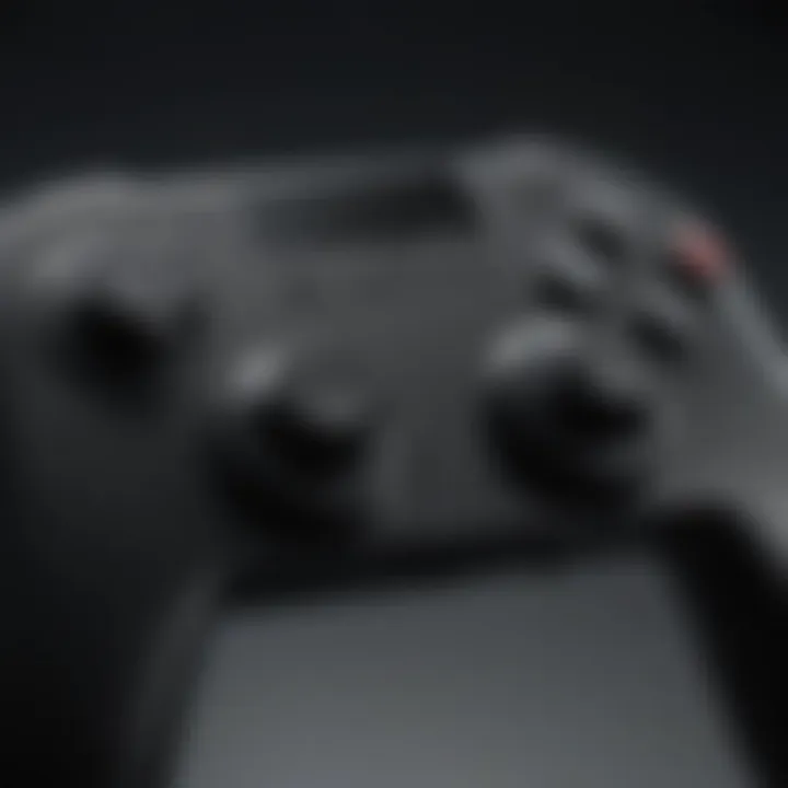 Close-up of the Nintendo Switch All Black Edition controller highlighting its features.