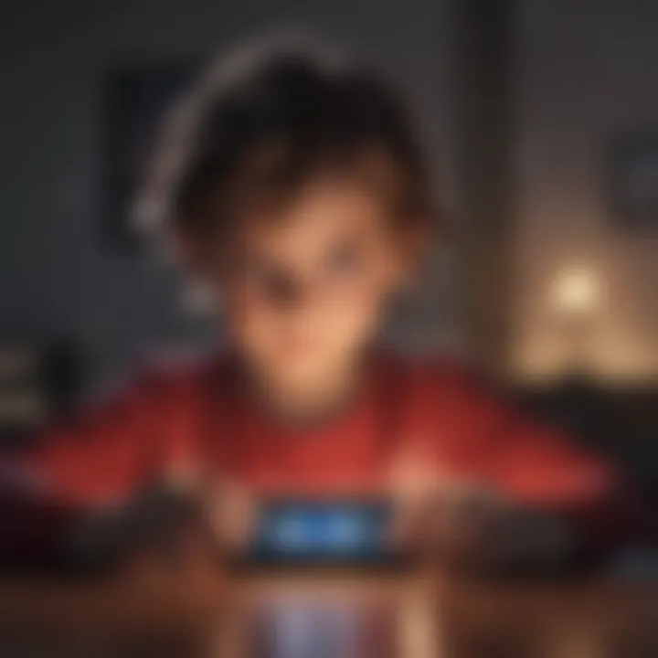 Futuristic representation of a child's brain lighting up while playing educational Nintendo Switch games